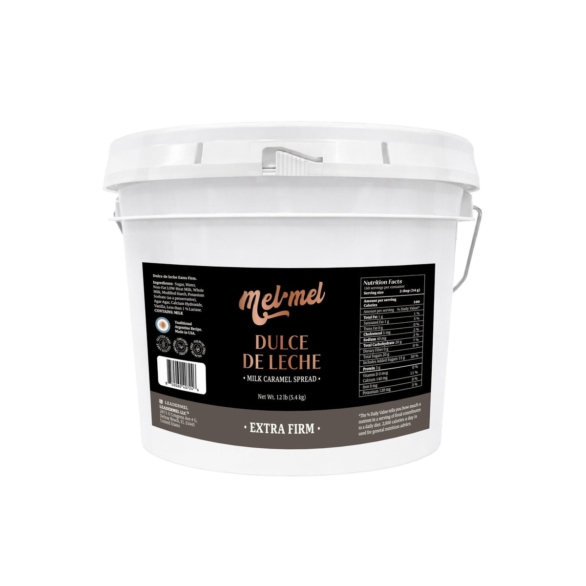 Mel·Mel Extra Firm dulce de leche — 12 lb foodservice bucket