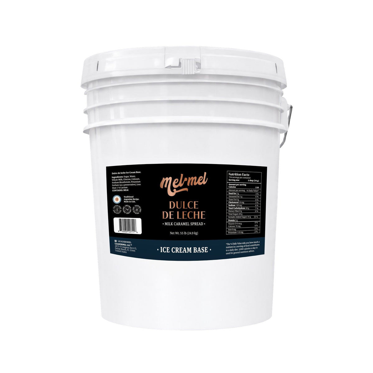 Mel·Mel Ice Cream Base dulce de leche — 55 lb foodservice bucket