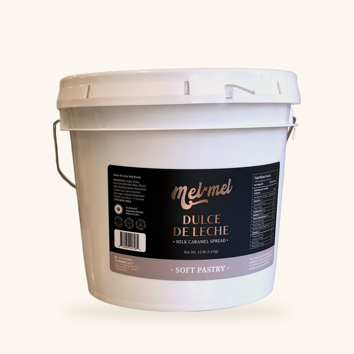Mel·Mel Soft Pastry dulce de leche — 12 lb foodservice bucket